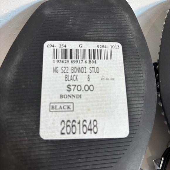 Madden Girl SZ 8 Bondi Black Flap Studded Slides Square Toe Strappy Sandals NEW - Picture 7 of 7